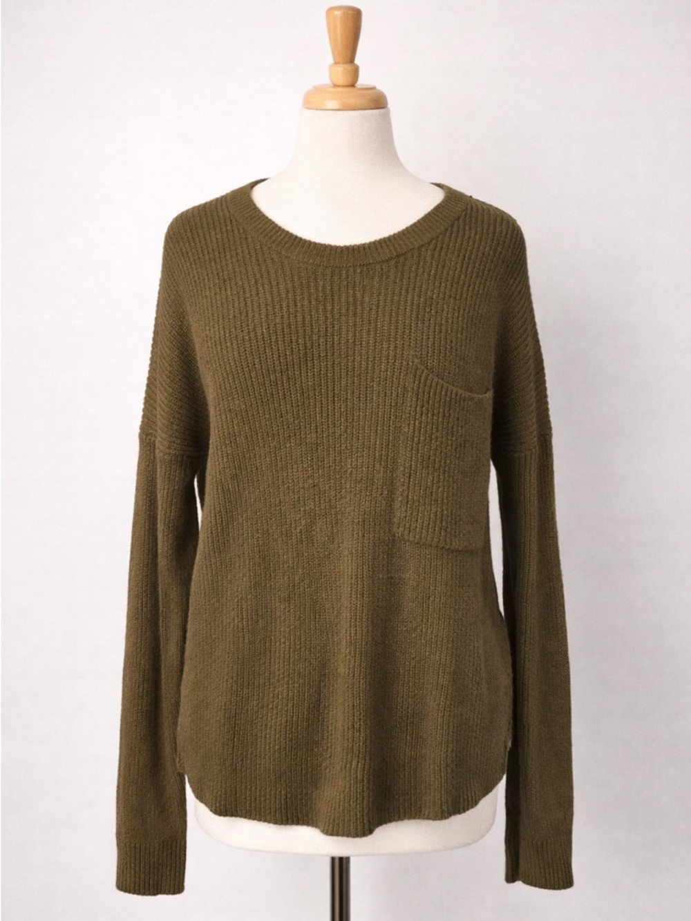 Madewell Thompson Pocket Pullover Sweater Heather Elm Green Size M - Picture 7 of 16